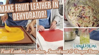 Make Fruit Leather in Dehydrator, First time making Coleslaw & Sauerkraut, Sourdough Burger Buns