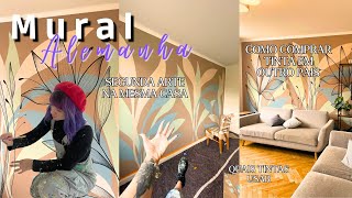 Comprar tintas para um mural em outro país - MURAL ARTE PRA SALA - mural floral delicado na Alemanha