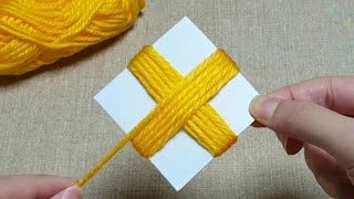 Super Easy Flower  Craft Ideas With Woolen  - Hand Embroidery Amazing Trick- Wool Flower Design