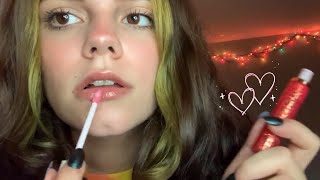 ASMR applying lipgloss & whispering 🍋