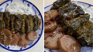 Stuffed Grape Leaves/Dolmas Sushi Style (plant based/vegan recipe): ورق عنب/دوالي محشي زي السوشي