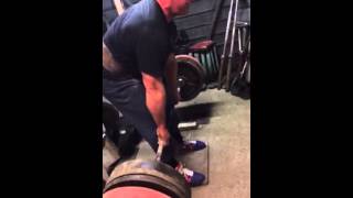 300kg defecit deadlift with double overhand hook grip!