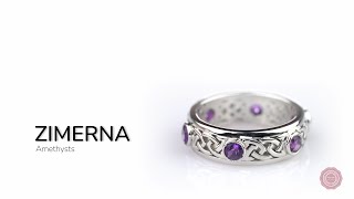 Trinity knot ring in Amethyst - Zimerna