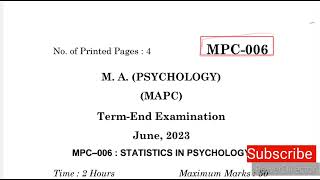 MPC 06 Previous year Question paper | MPC 06 Important questions | MPC 006 Guess paper | MPC 106