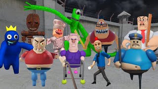 HARD MODE Roblox Barry Prison Run SCARY Obby, Rainbow Friends, Papa Pizza, Mr Funny, School, Clown