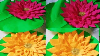 How to make paper flowers|fluorescent paper flowers|water lilly making|paper craft| #Nish3