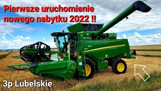 Pierwsze uruchomienie nowego nabytku przez serwis Wanicki 2022! koszenie jęczmienia John Deere T550i