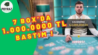 Blackjack Vip - 7 Box'da 1.000.000 TL Bahis Aldım Tek Elde ! - #casino #blackjack