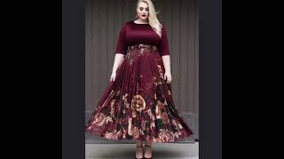 16 PLUS-SIZE SUMMER DRESS DESIGNS SATIN FABRIC MAROON FLOWER DESIGNS # AIFASHIONDESIGNS