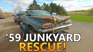 Buying a 1959 Impala 2 DR Hardtop in a Junkyard in 2021!!! | Old Car Junkyard Tour!