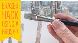 How to erase (stubborn) pencil marks with a brush from watercolour paper