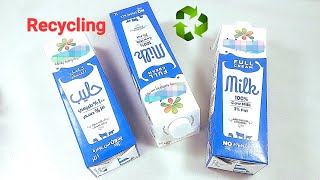 Recycling milk carton  علب الحليب وقماش الملابس القديمة #اعادة تدوير#recycling #handcraft