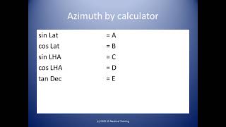 Calculating azimuth and amplitude - Coastal Navigation