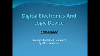 Practicals of Full Adder using basic gates [Marathi]