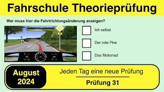 🚘 Führerschein Theorieprüfung Klasse B 🚗 August 2024 - Prüfung 31 🎓📚