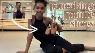 HOW TO PANCAKE POINTE SHOES | step by step