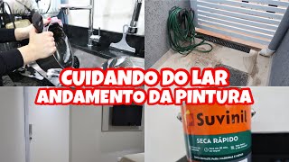 PINTAMOS AS PORTAS DE BRANCO 🥰 + ORGANIZEI E LAVEI A ÁREA DE FORA E A COZINHA + TUDO LIMPINHO 🤩