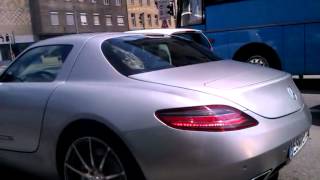 Supercars in Vienna: Mercedes Sls AMG accelerating in Vienna