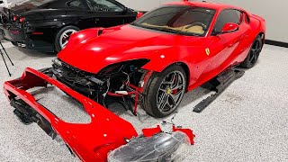 Rebuilding WRECKED Ferrari 812 Superfast [PART 4] - Installing 800 HP Engine!! (VIDEO #103)