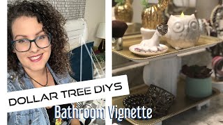 Two Tiered Tray with Dollar Tree Supplies || Bathroom Vignette Challenge || BOHO farmhouse