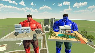 RED HULK VS BLUE HULK - EPIC BATTLE - INDIAN BIKES DRIVING 3D