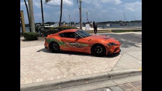 Fast Furious Toyota Supra at Supercar Week show, Lamborghini, Ferrari, Porsche, Pagani, 6x6, Demon