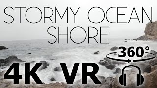 Stormy Ocean Shore - Surround Sound - 4K Video - Soothing Surround Ocean Sounds - ASMR CaliScapes