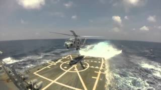 U S  Navy Sea Hawk helicopter searches for missing flight MH370