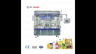 Lubricant oil piston filling package line with capping sticker labeling machine automatically.