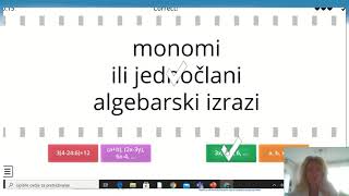 Matematika 7.r OŠ - Algebarski izrazi, 1. dio