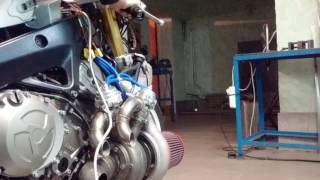 One of first BMW S1000RR Turbo engine start