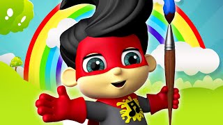 Super Geek Heroes - Learn Colors With Rainbow | Cartoon For Kids | Nursery Rhymes & Kids Songs