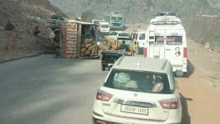 Vegetable Loaded Truck Turns Turtle at Samroli on NH44