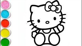 Draw a hello kitty beautiful kitty drawing and coloring painting for kids toddlers let’s draw