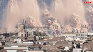 Horrible:Ash from unstoppable eruption Etna volcano,thick ash buried cities Sicily Italy and Catania