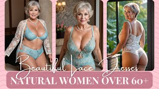 Graceful Allure: Natural Old Woman OVER 60 || Beautiful Lace Dresses