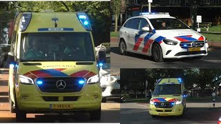 ambulance en politie met spoed naar en van een aanrijding in Utrecht