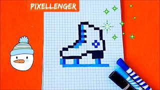 Как рисовать по клеточкам Коньки Фигурное Катание Простые рисунки How to Draw Skates Pixel Art