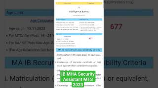 IB Recruitment 2023 Apply Online MHA Security Assistant, MTS New Vecency 2023 @cyber_point114