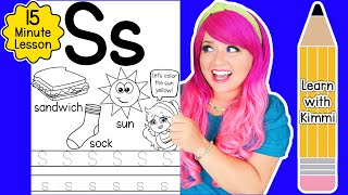 Letter S Color & Trace Worksheet Lesson and Tutorial | Learn with Kimmi The Clown ABC Coloring Book