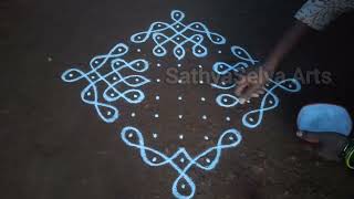 11 x 1 dots sikku kolam | easy beautiful kambi kolam | SathyaSelva Arts