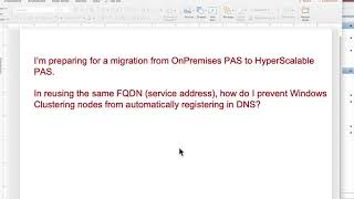 OP PAS to HS PAS - How to prevent Windows Failover Clustering nodes from registering in DNS