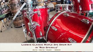 Ludwig Classic Maple 3pc Drum Kit in Red Sparkle