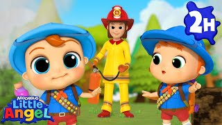 👩‍🚒 Firefighters to the Rescue | Little Angel | Fun Kids Songs | Nursery Rhymes