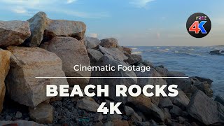 4K HDR 60fps - Cinematic Video of Beach Rocks | Beautiful Nature [ No copyright ]