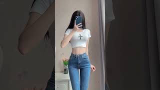 Leggings and jeans outfit👖👚#youtubeshorts #beauty #dance #fpv #jeans