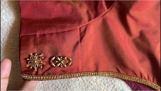 Simple aari work using normal needle on stitchedblouse !2024 #simpleaari