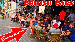 Benidorm🥳🇪🇸 September 2023 British Pubs & Bars on Gerona Street Costa blanca Spain 4K