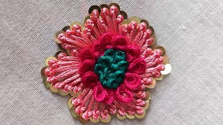 amazing hand embroidery flower designs trick embroidery thread craft resham long ganth #handwork