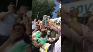 Fan Fell Asleep at a Sports Game, so the Crowd Stacked Drinks on his Head!